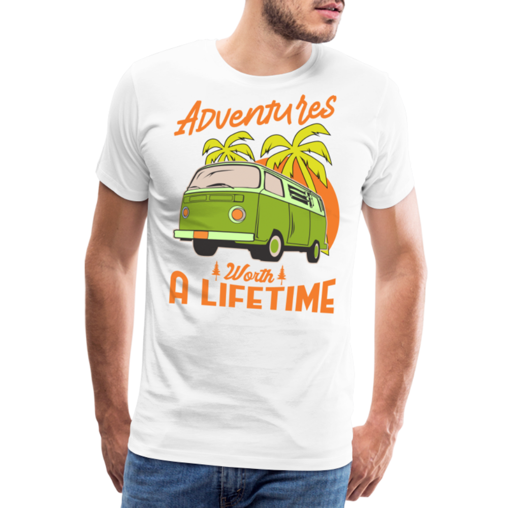 Adventures Worth a Lifetime Camping Vanlife Premium T-Shirt Herren - Weiß