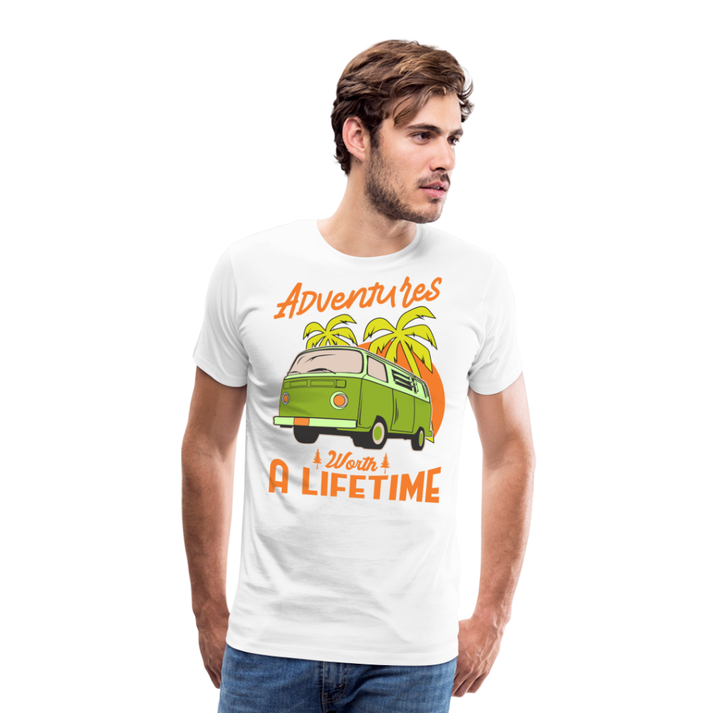 Adventures Worth a Lifetime Camping Vanlife Premium T-Shirt Herren - Weiß