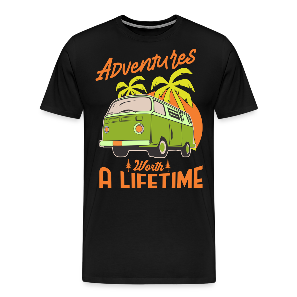 Adventures Worth a Lifetime Camping Vanlife Premium T-Shirt Herren - Schwarz