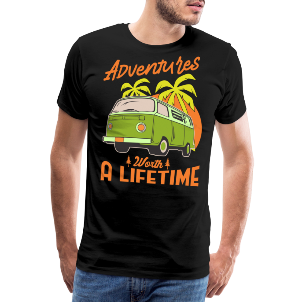 Adventures Worth a Lifetime Camping Vanlife Premium T-Shirt Herren - Schwarz