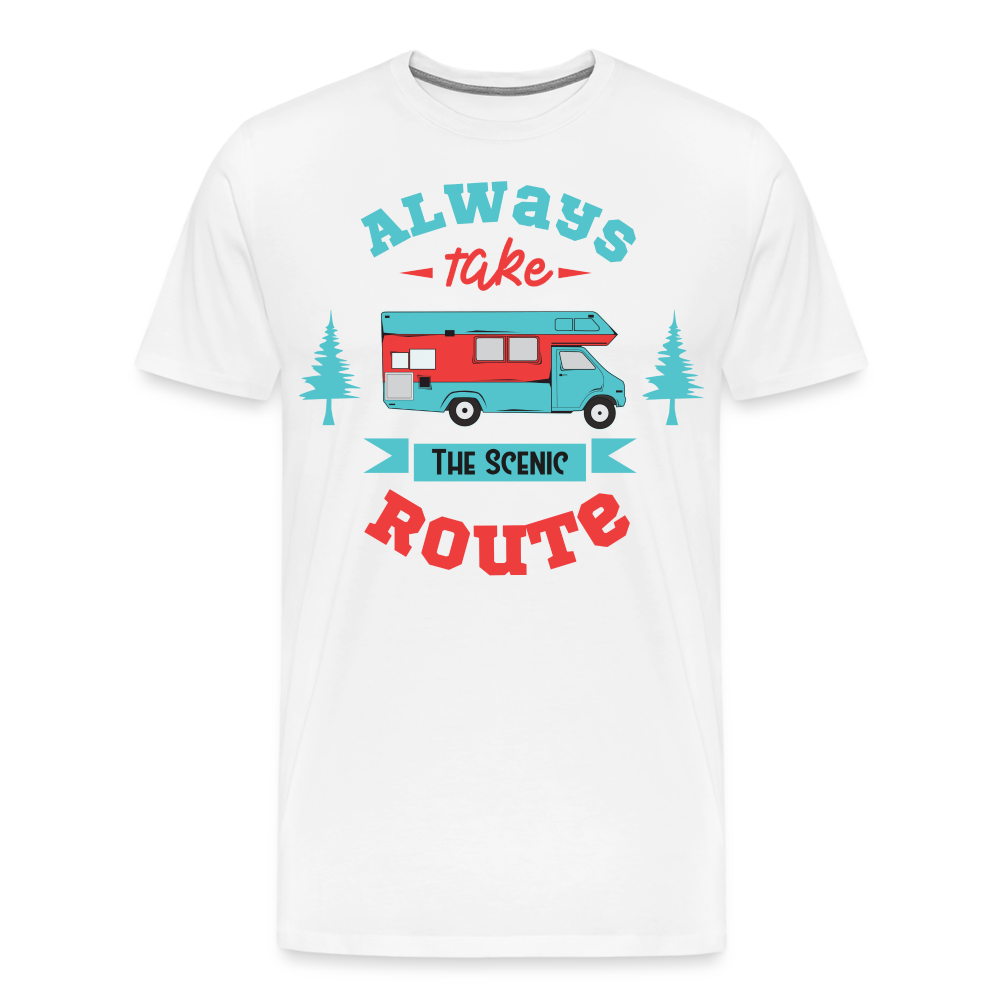 Always Take the Scenic Route Camping Vanlife Premium T-Shirt Herren - Weiß