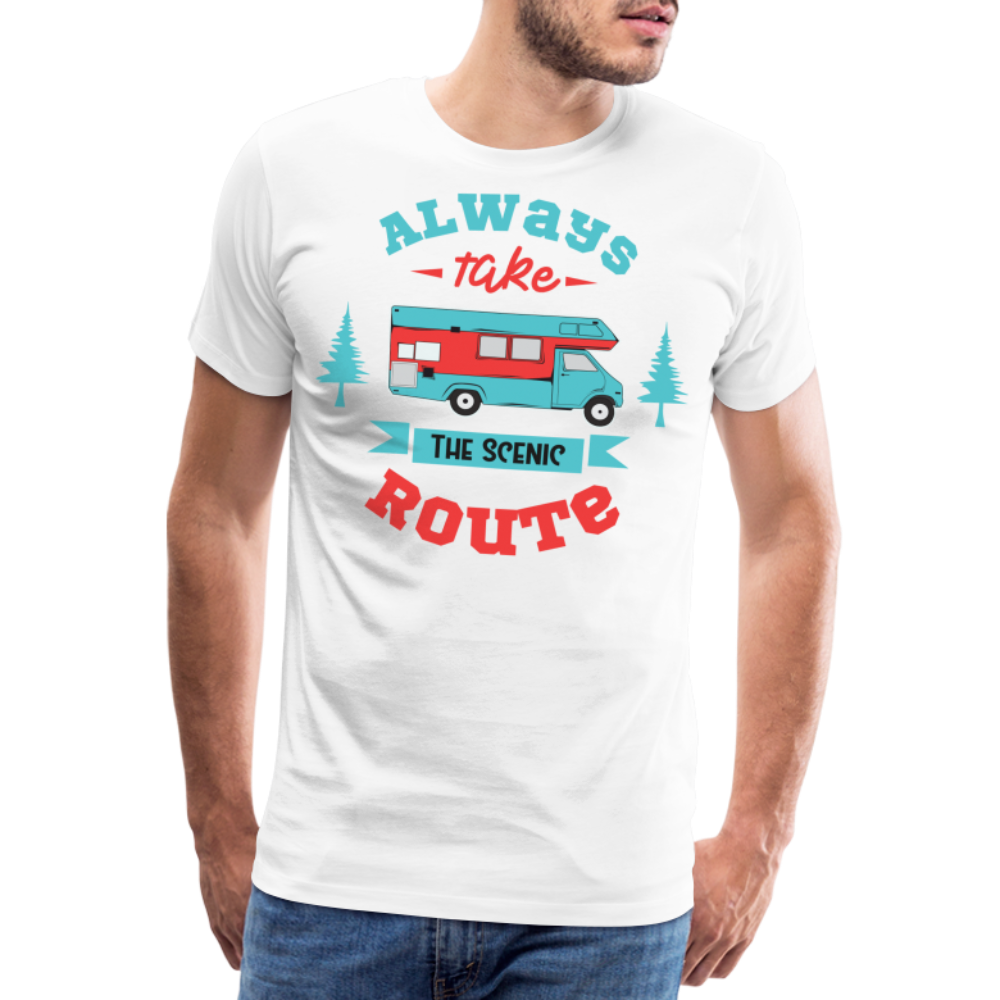 Always Take the Scenic Route Camping Vanlife Premium T-Shirt Herren - Weiß