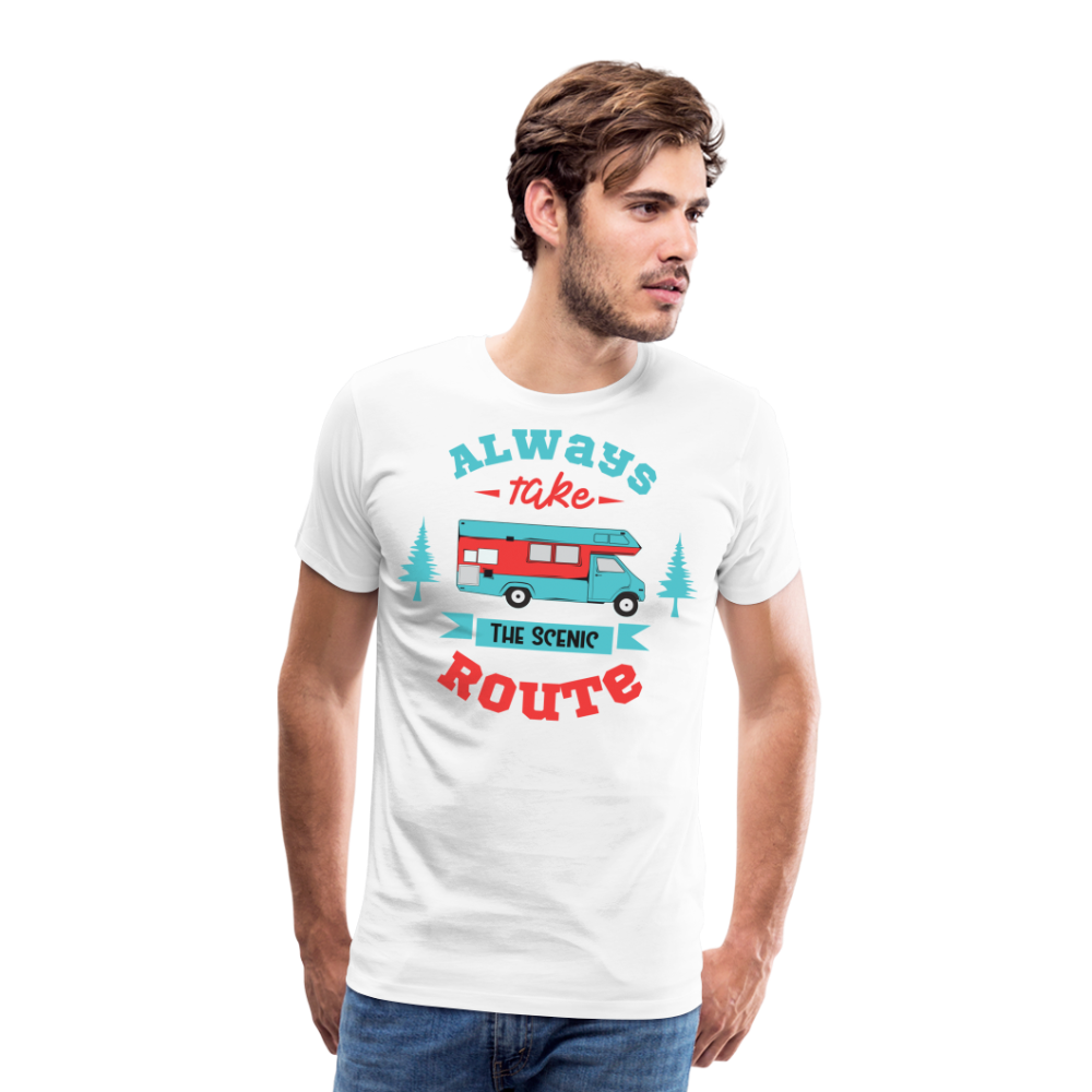 Always Take the Scenic Route Camping Vanlife Premium T-Shirt Herren - Weiß