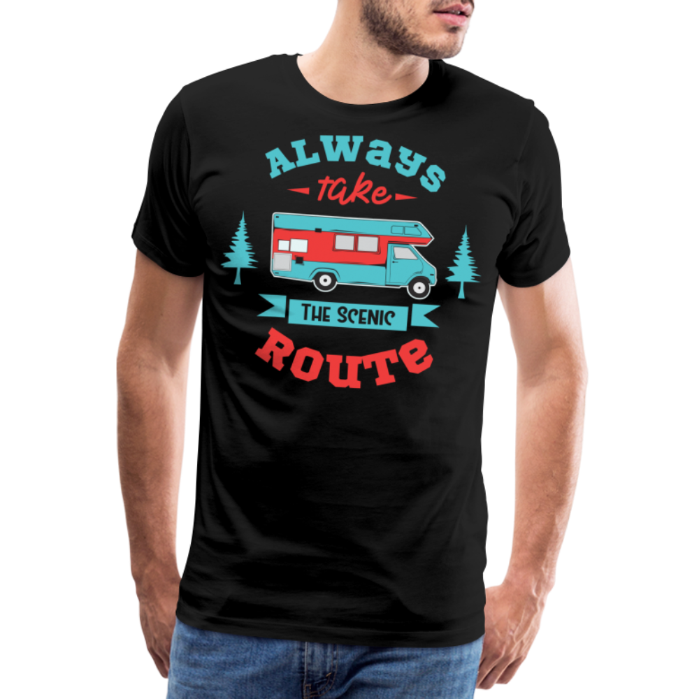 Always Take the Scenic Route Camping Vanlife Premium T-Shirt Herren - Schwarz