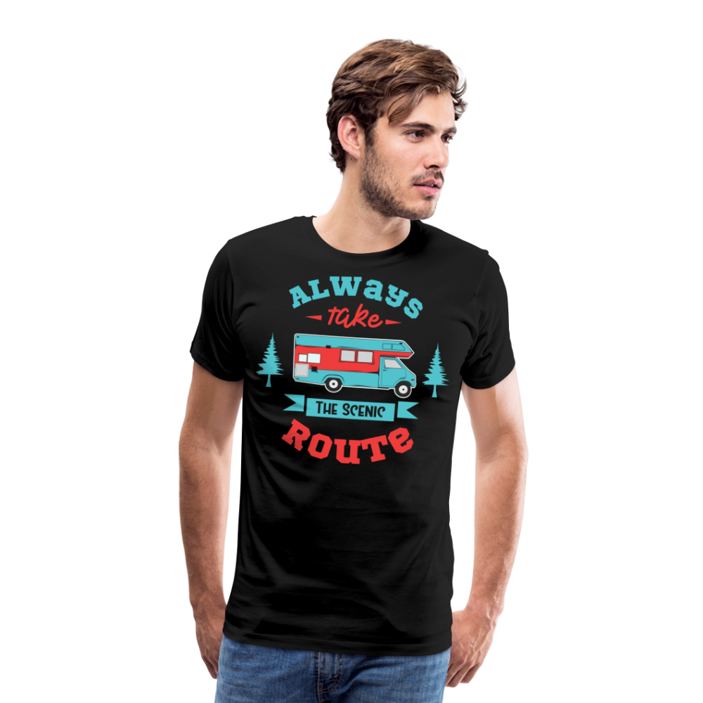 Always Take the Scenic Route Camping Vanlife Premium T-Shirt Herren - Schwarz