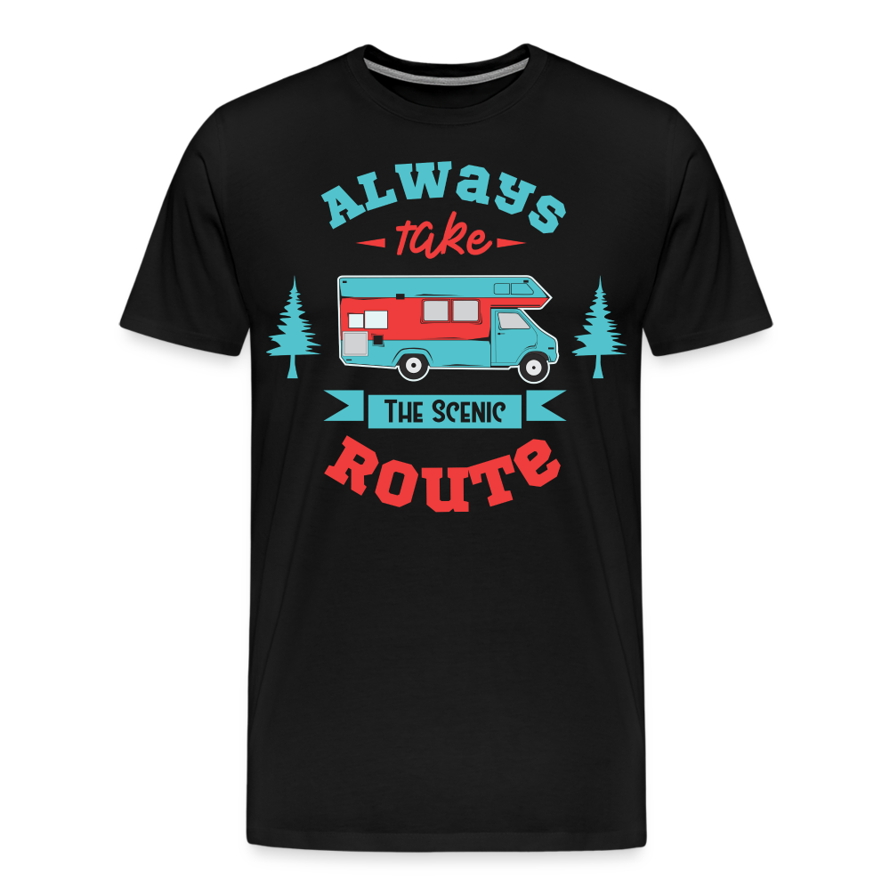 Always Take the Scenic Route Camping Vanlife Premium T-Shirt Herren - Schwarz