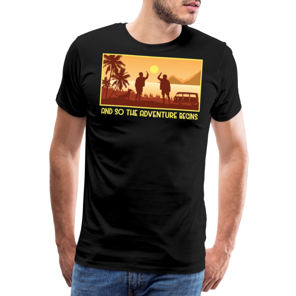 And so the Adventure Begins Camping Vanlife Premium T-Shirt Herren - Schwarz