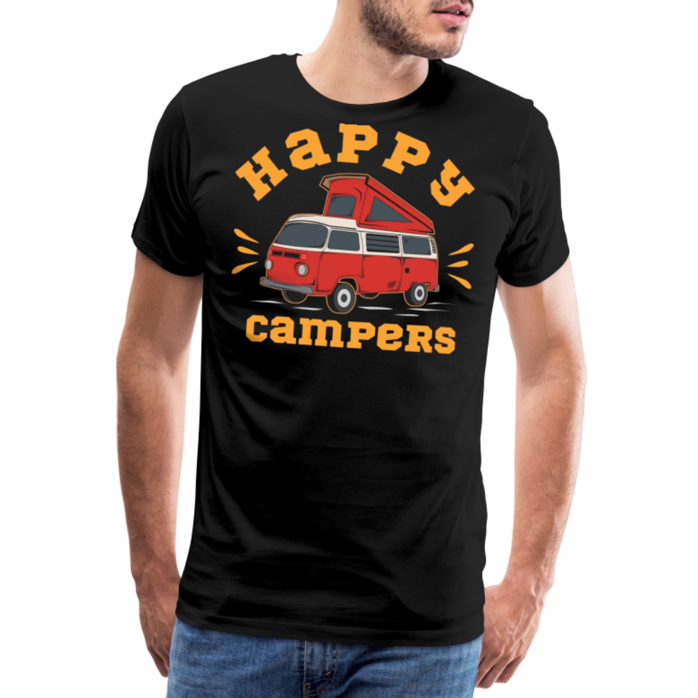 Happy Campers Camping Vanlife Premium T-Shirt Herren - Schwarz