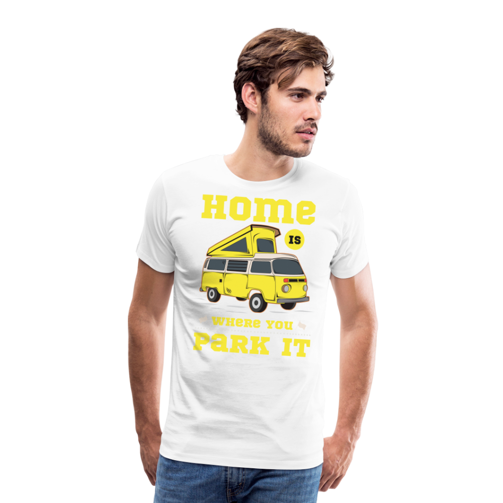 Home is Where You Park it Camping Vanlife Premium T-Shirt Herren - Weiß