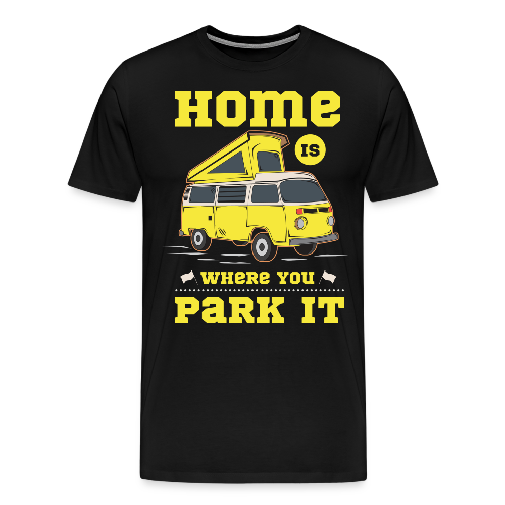 Home is Where You Park it Camping Vanlife Premium T-Shirt Herren - Schwarz