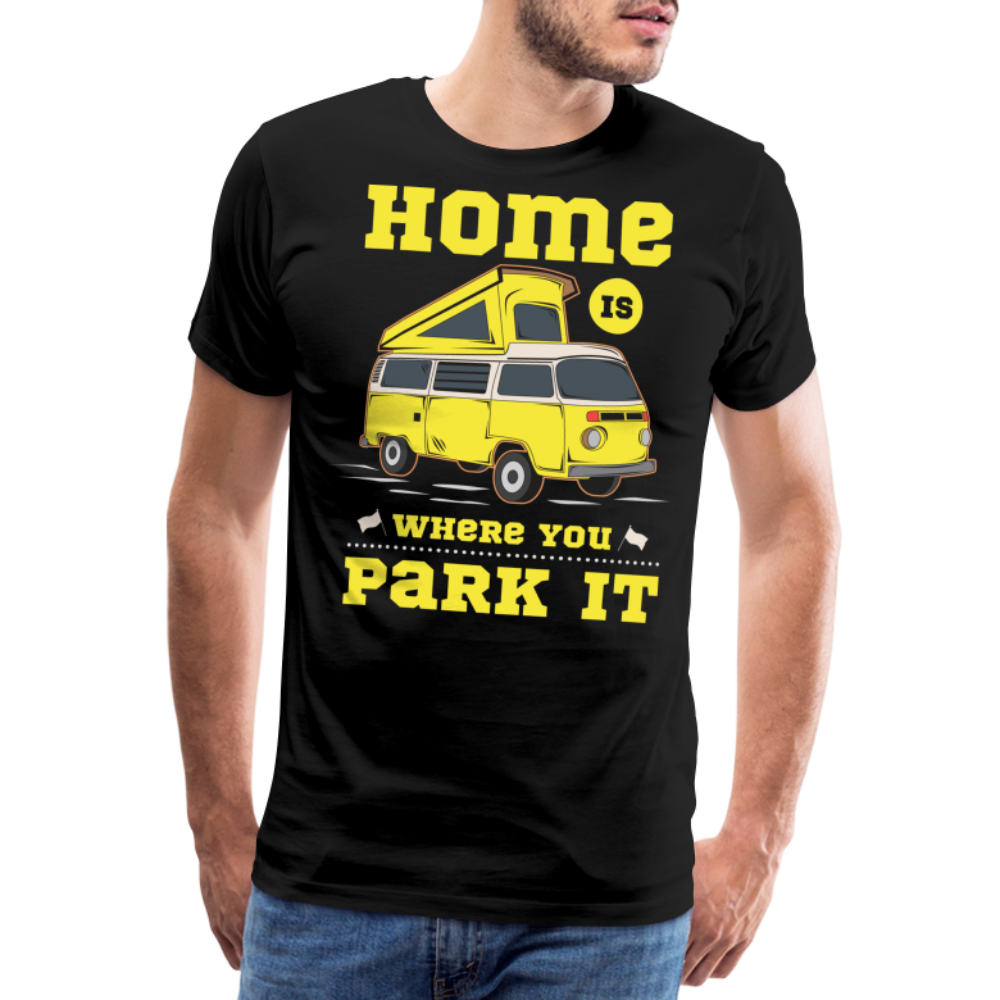 Home is Where You Park it Camping Vanlife Premium T-Shirt Herren - Schwarz