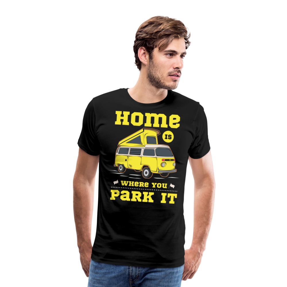 Home is Where You Park it Camping Vanlife Premium T-Shirt Herren - Schwarz