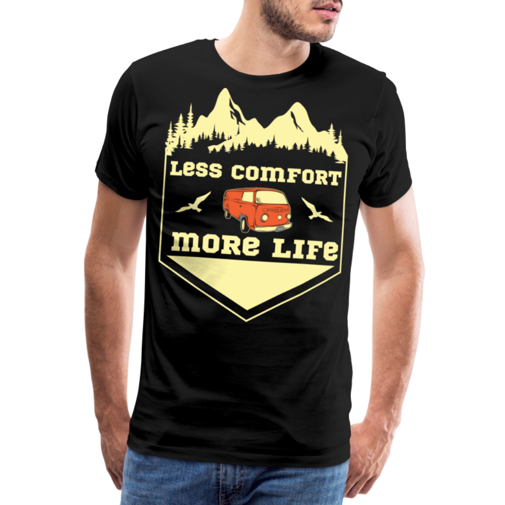 Less Comfort More Life Camping Vanlife Premium T-Shirt Herren - Schwarz