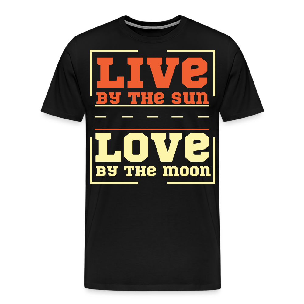 Live by the Sun Love by the Moon Camping Vanlife Premium T-Shirt Herren - Schwarz