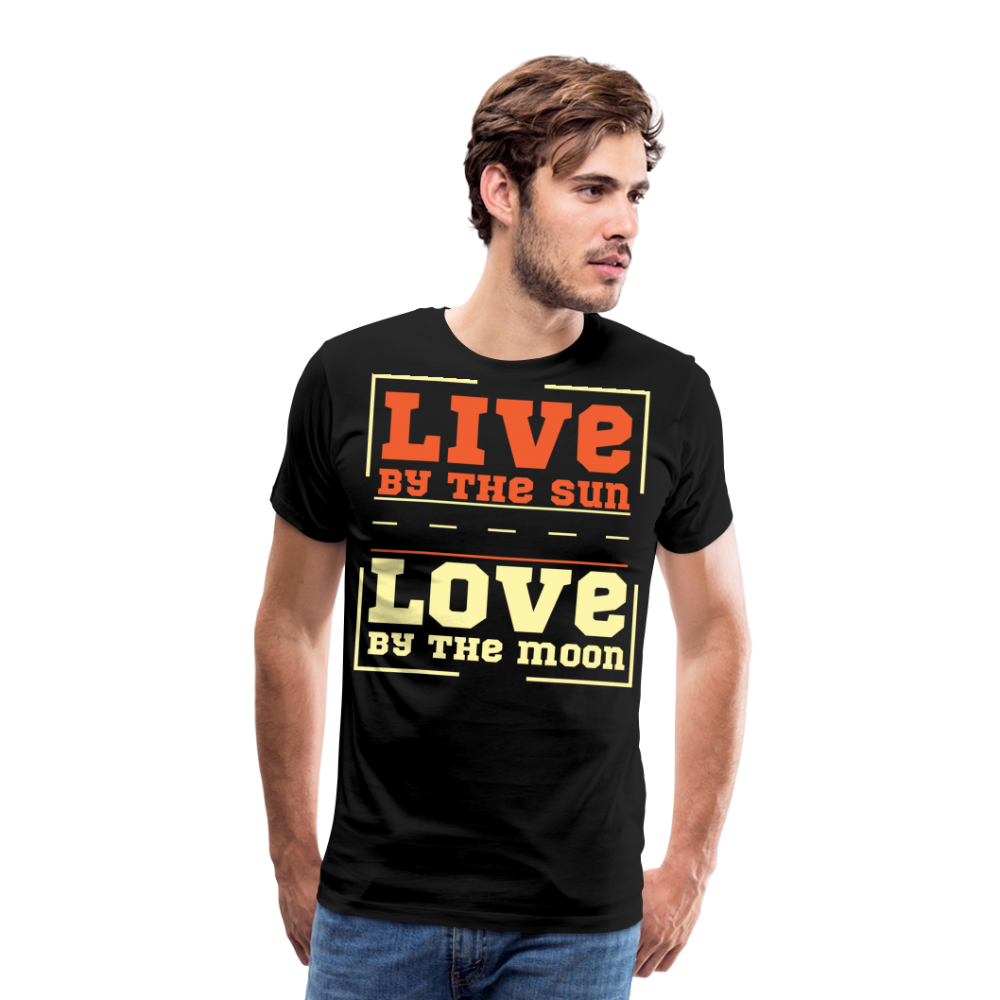 Live by the Sun Love by the Moon Camping Vanlife Premium T-Shirt Herren - Schwarz