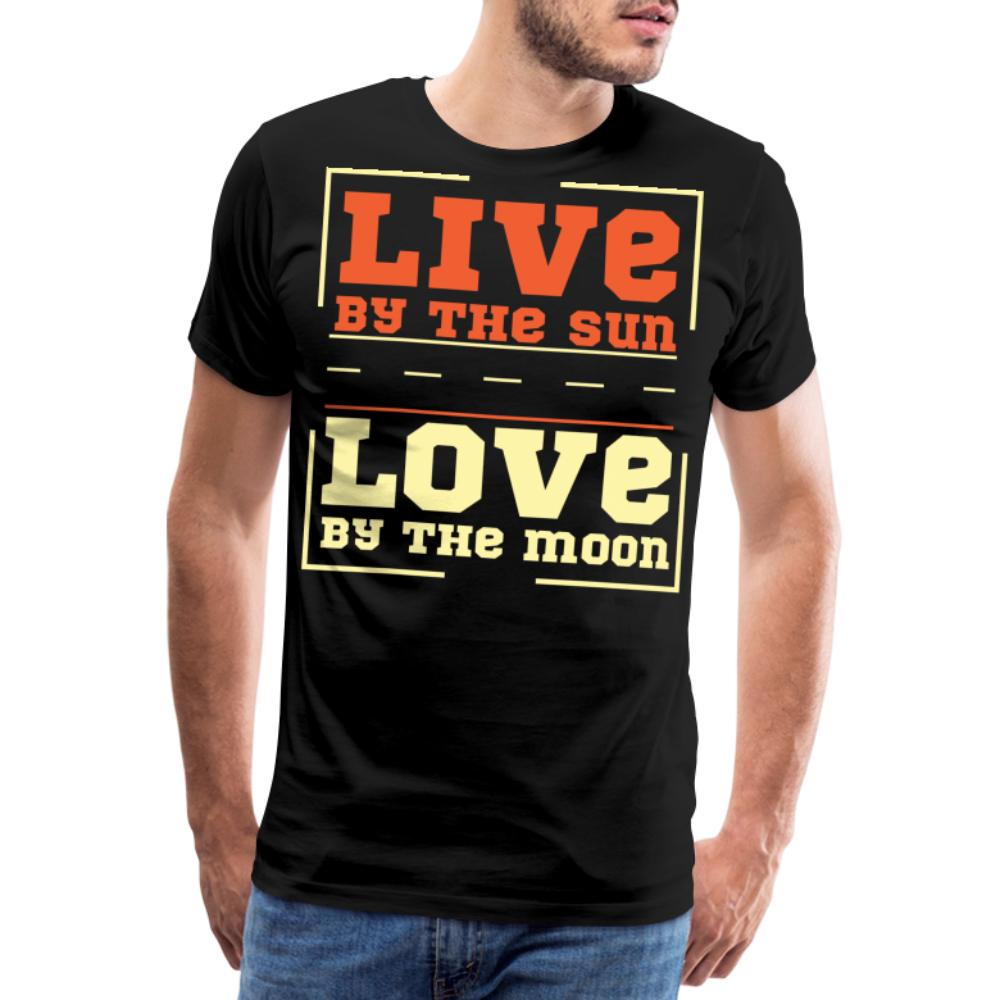 Live by the Sun Love by the Moon Camping Vanlife Premium T-Shirt Herren - Schwarz