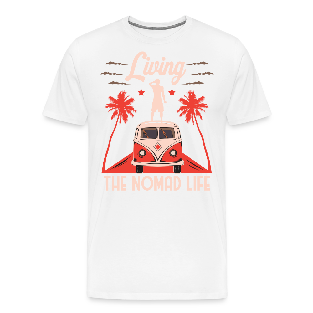 Living the Nomad Life Camping Vanlife Premium T-Shirt Herren - Weiß