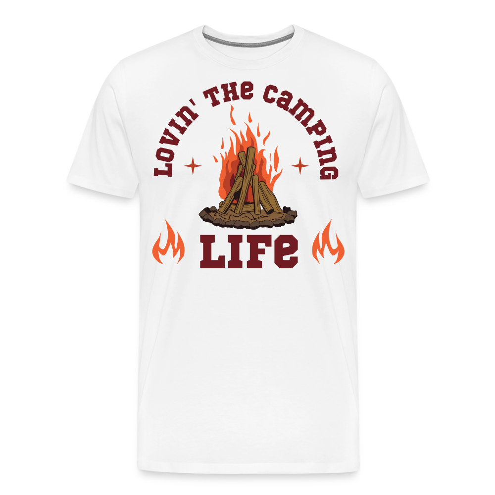 Lovin the Campfire Life Camping Vanlife Premium T-Shirt Herren - Weiß