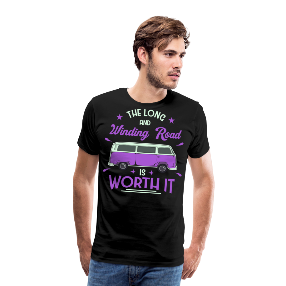 Winding Road Camping Camping Vanlife Premium T-Shirt Herren - Schwarz