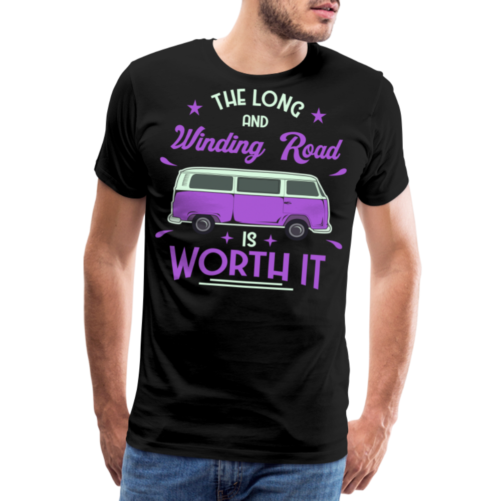 Winding Road Camping Camping Vanlife Premium T-Shirt Herren - Schwarz