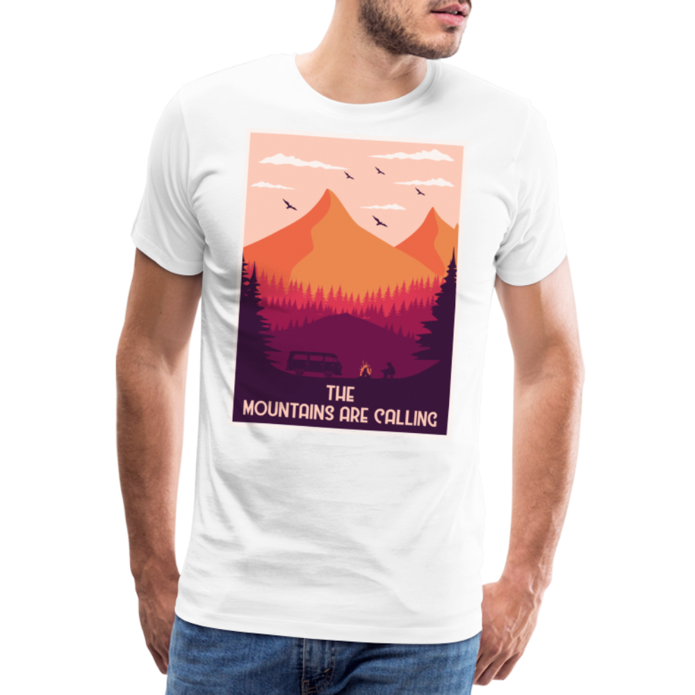 The Mountains are Calling Camping Vanlife Premium T-Shirt Herren - Weiß