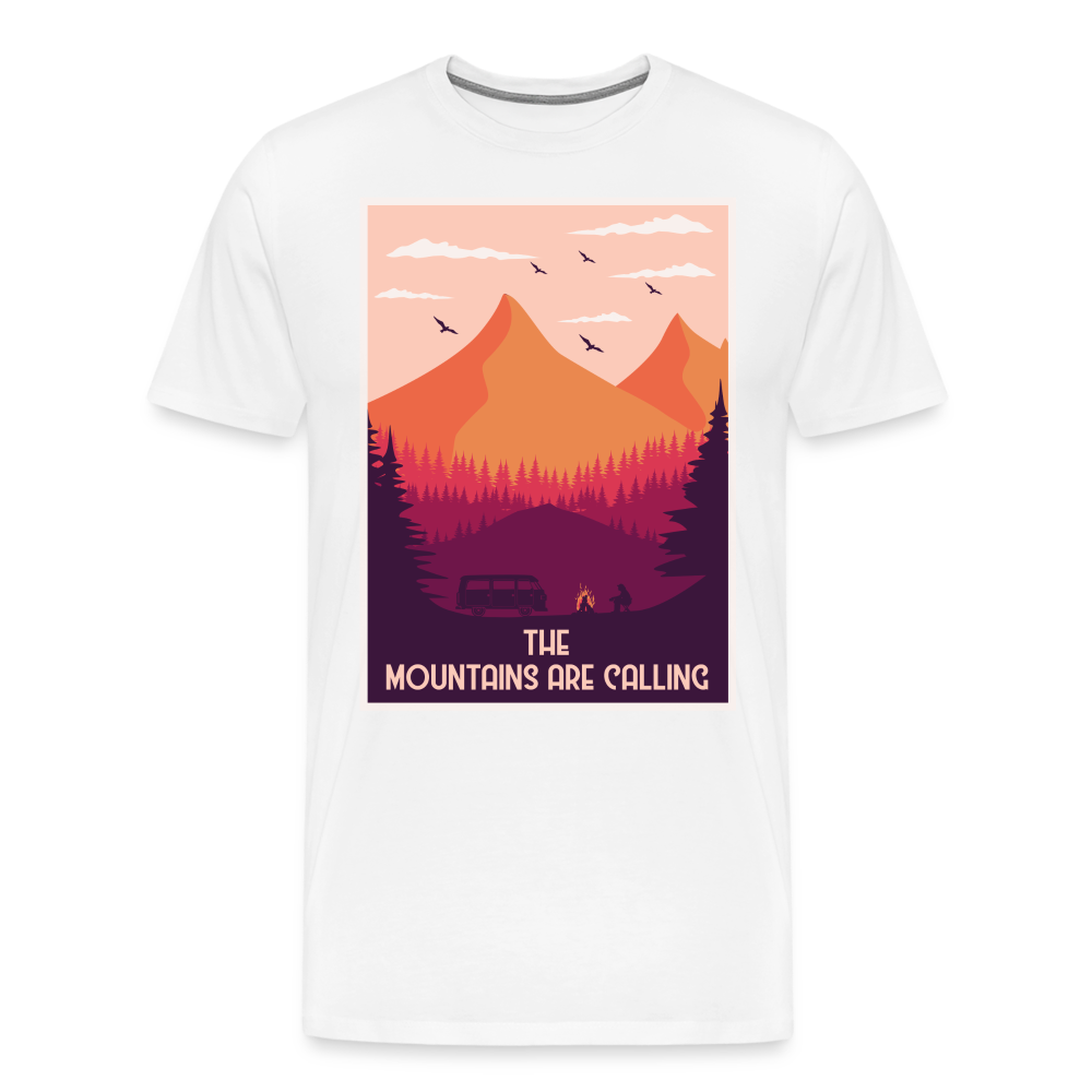 The Mountains are Calling Camping Vanlife Premium T-Shirt Herren - Weiß