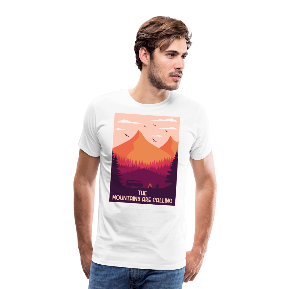 The Mountains are Calling Camping Vanlife Premium T-Shirt Herren - Weiß