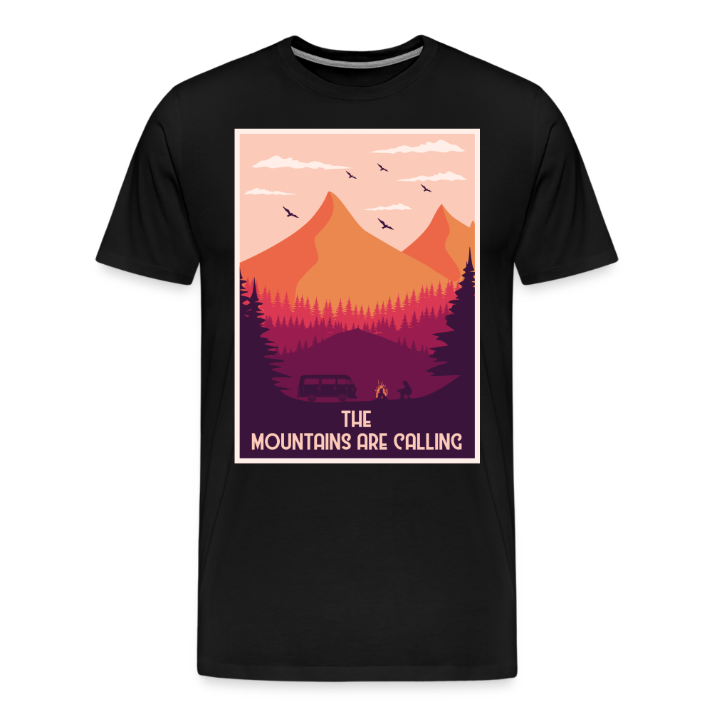 The Mountains are Calling Camping Vanlife Premium T-Shirt Herren - Schwarz