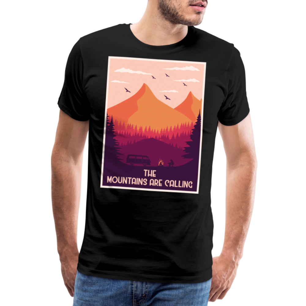 The Mountains are Calling Camping Vanlife Premium T-Shirt Herren - Schwarz