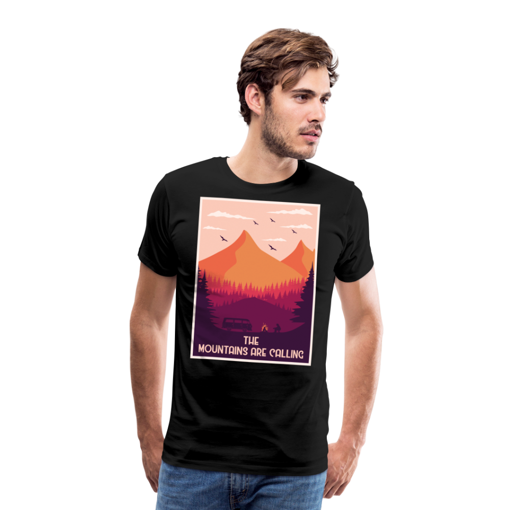 The Mountains are Calling Camping Vanlife Premium T-Shirt Herren - Schwarz