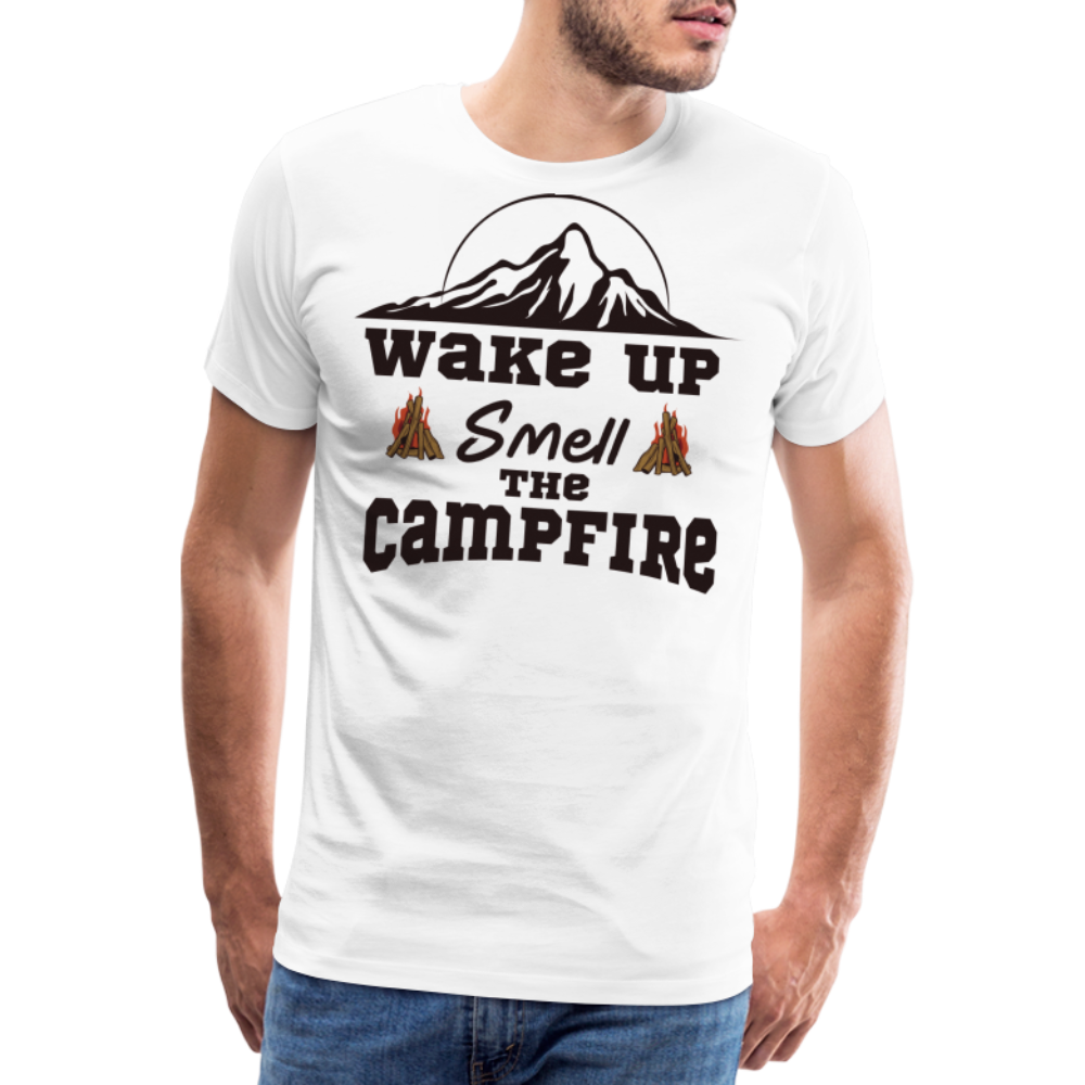 Wake Up Smell the Campfire Camping Vanlife Premium T-Shirt Herren - Weiß