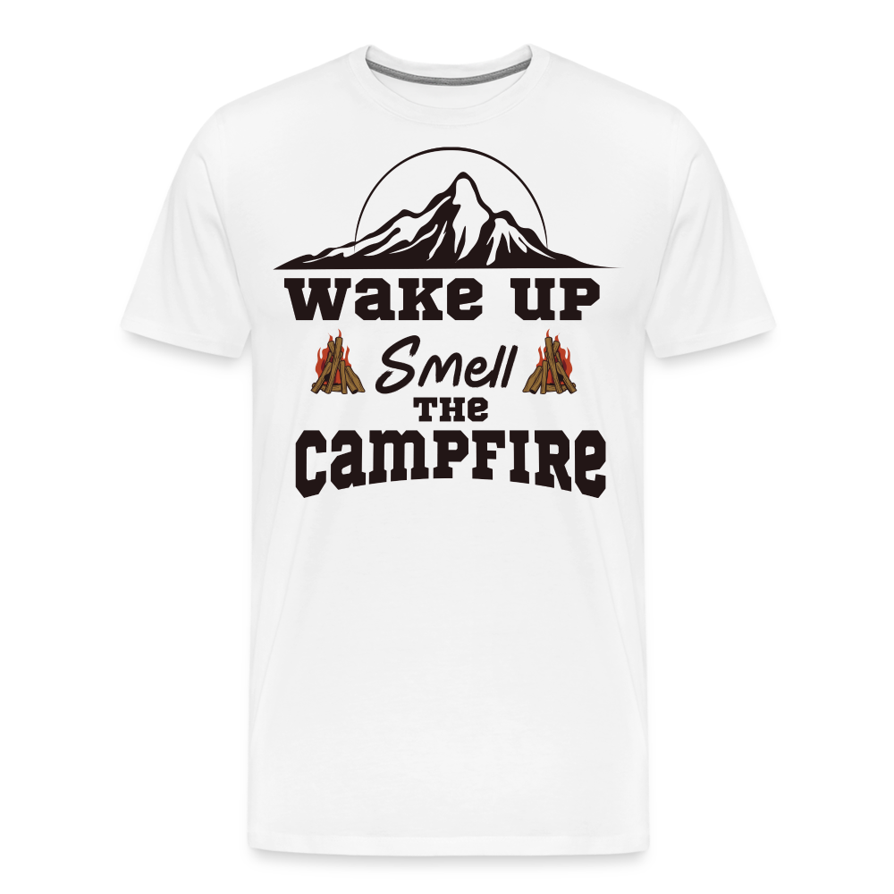 Wake Up Smell the Campfire Camping Vanlife Premium T-Shirt Herren - Weiß