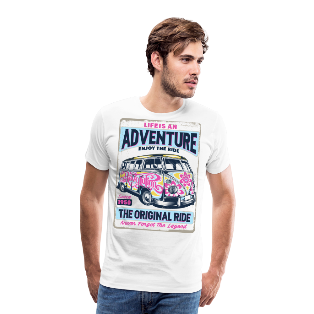 LIFE AN ADVENTURE ENJOY THE RIDE Vintage Retro Premium T-Shirt Herren - Weiß
