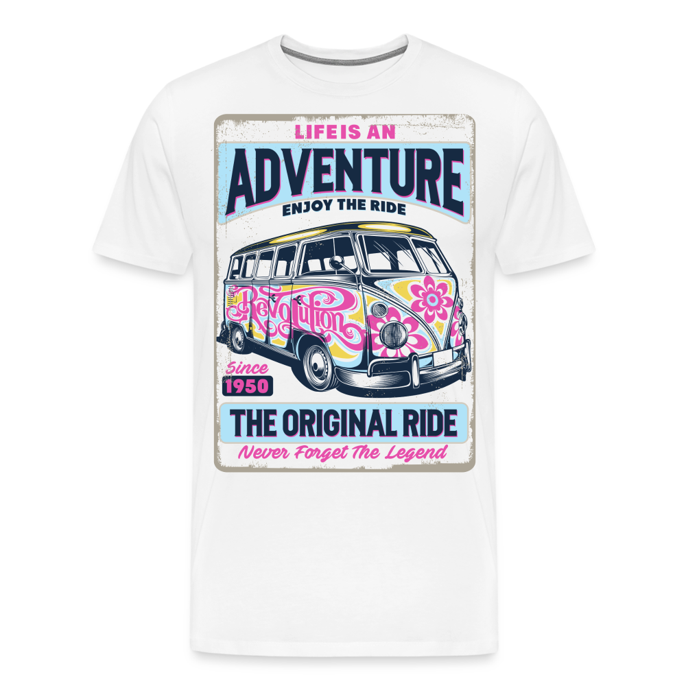LIFE AN ADVENTURE ENJOY THE RIDE Vintage Retro Premium T-Shirt Herren - Weiß