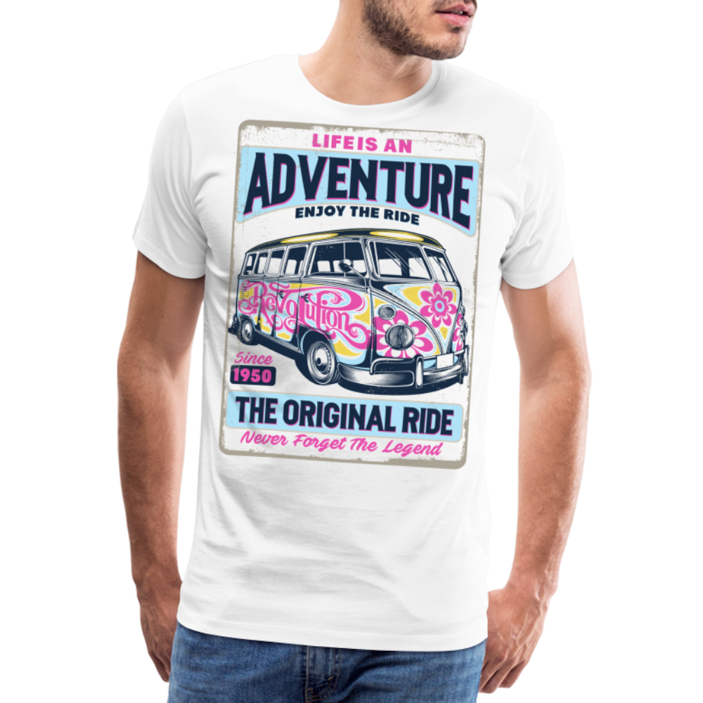 LIFE AN ADVENTURE ENJOY THE RIDE Vintage Retro Premium T-Shirt Herren - Weiß