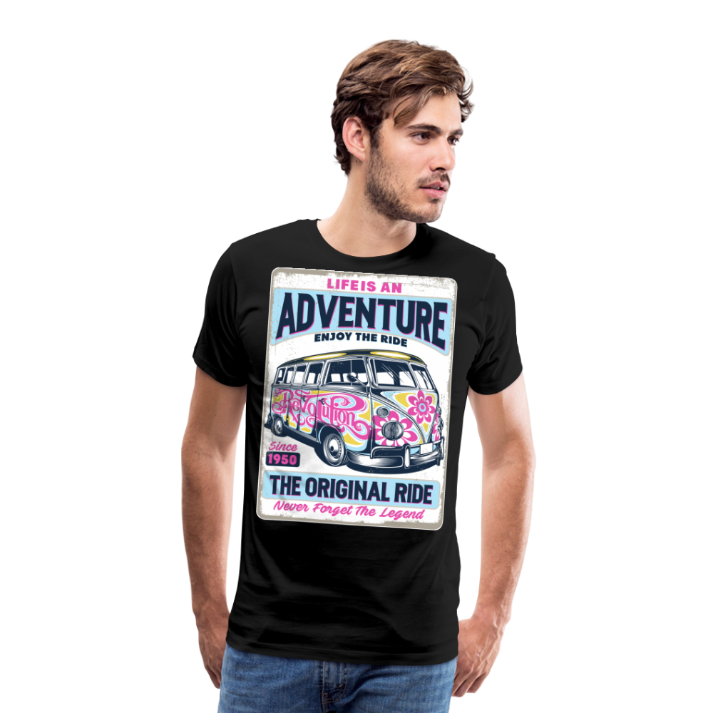 LIFE AN ADVENTURE ENJOY THE RIDE Vintage Retro Premium T-Shirt Herren - Schwarz
