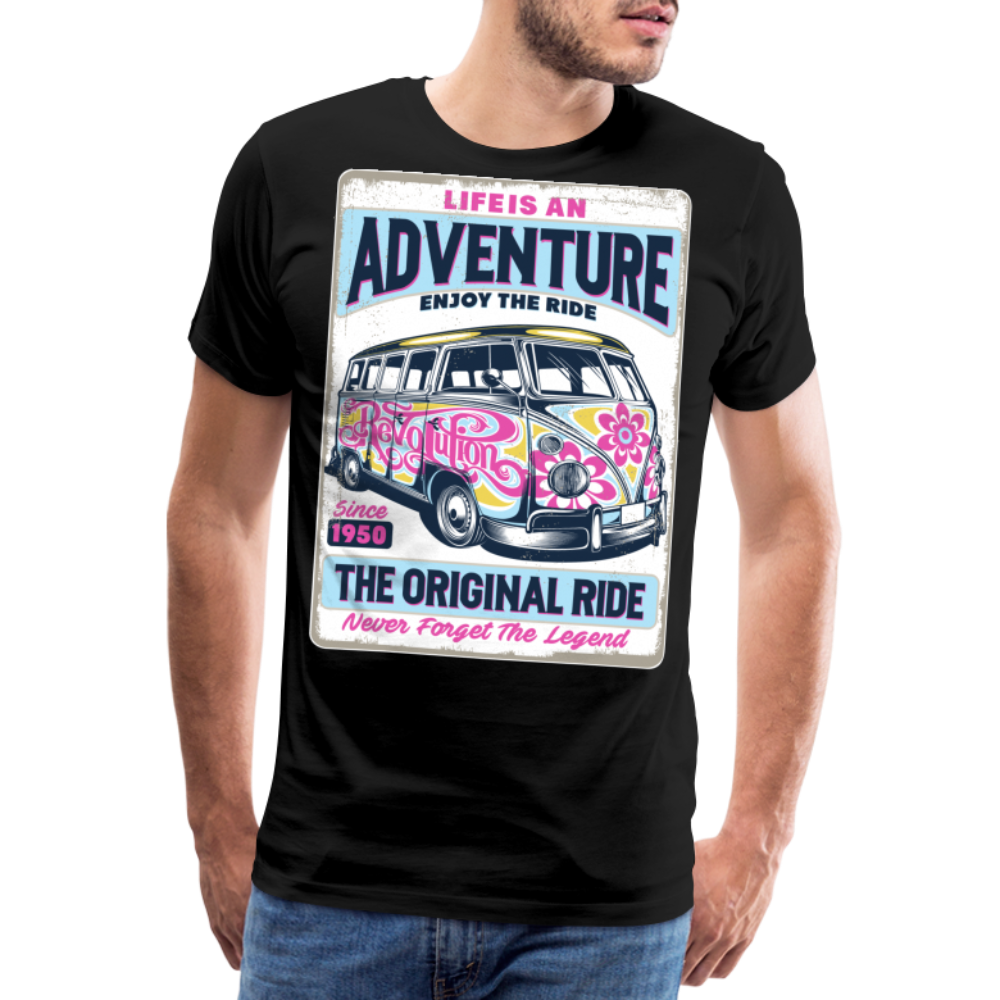 LIFE AN ADVENTURE ENJOY THE RIDE Vintage Retro Premium T-Shirt Herren - Schwarz