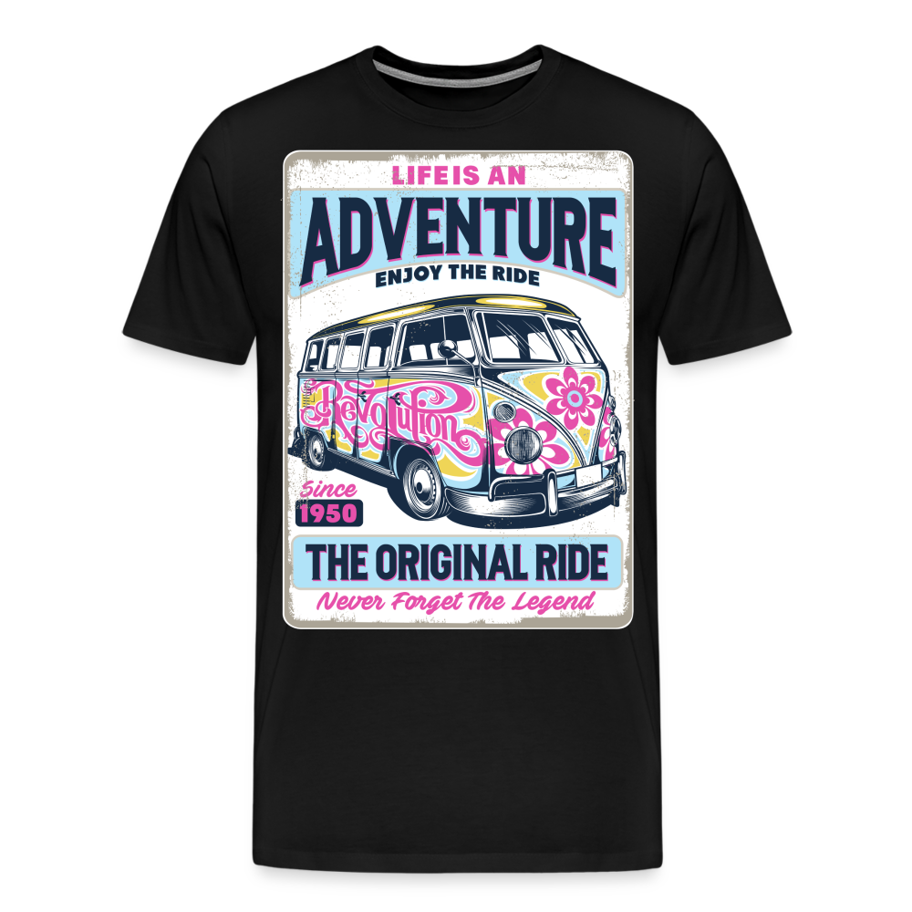 LIFE AN ADVENTURE ENJOY THE RIDE Vintage Retro Premium T-Shirt Herren - Schwarz