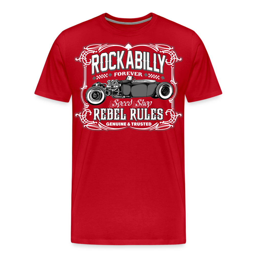 ROCKABILLY FOREVER Vintage Retro Premium T-Shirt Herren - Rot