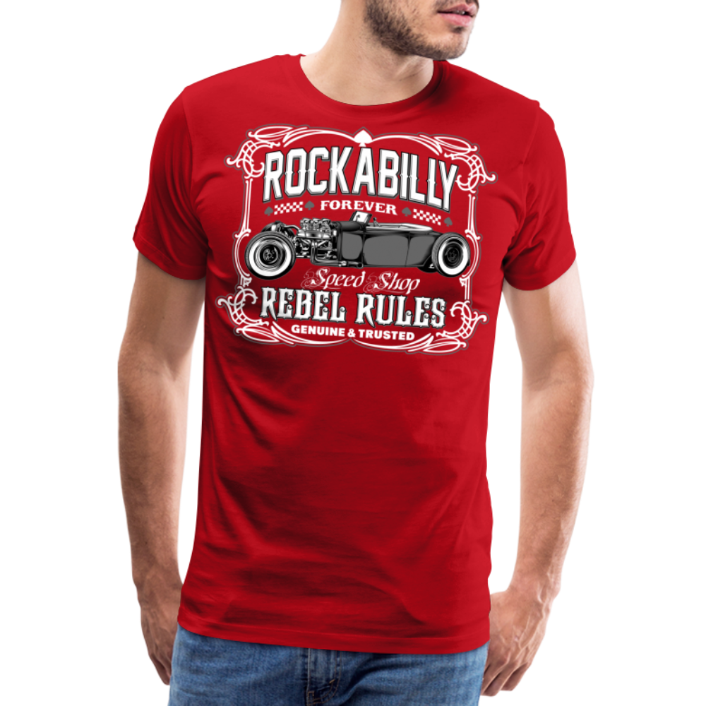 ROCKABILLY FOREVER Vintage Retro Premium T-Shirt Herren - Rot
