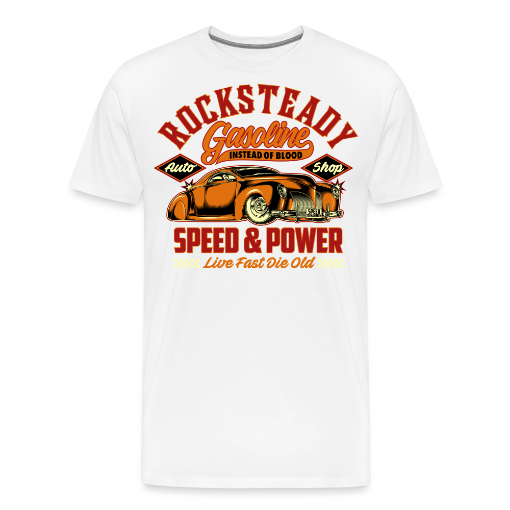 ROCKSTEADY Vintage Retro Premium T-Shirt Herren - Weiß