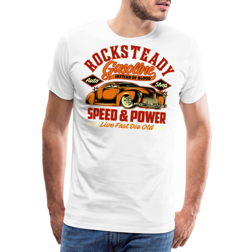 ROCKSTEADY Vintage Retro Premium T-Shirt Herren - Weiß