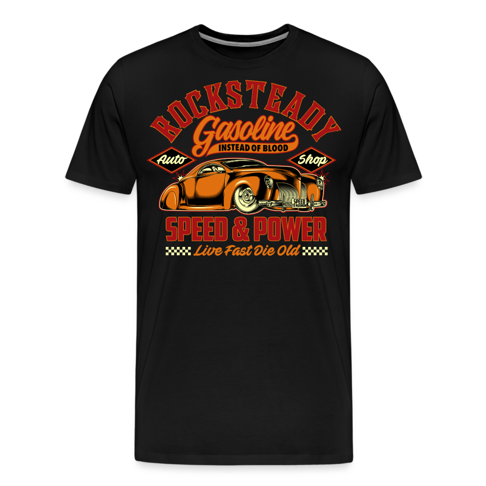 ROCKSTEADY Vintage Retro Premium T-Shirt Herren - Schwarz