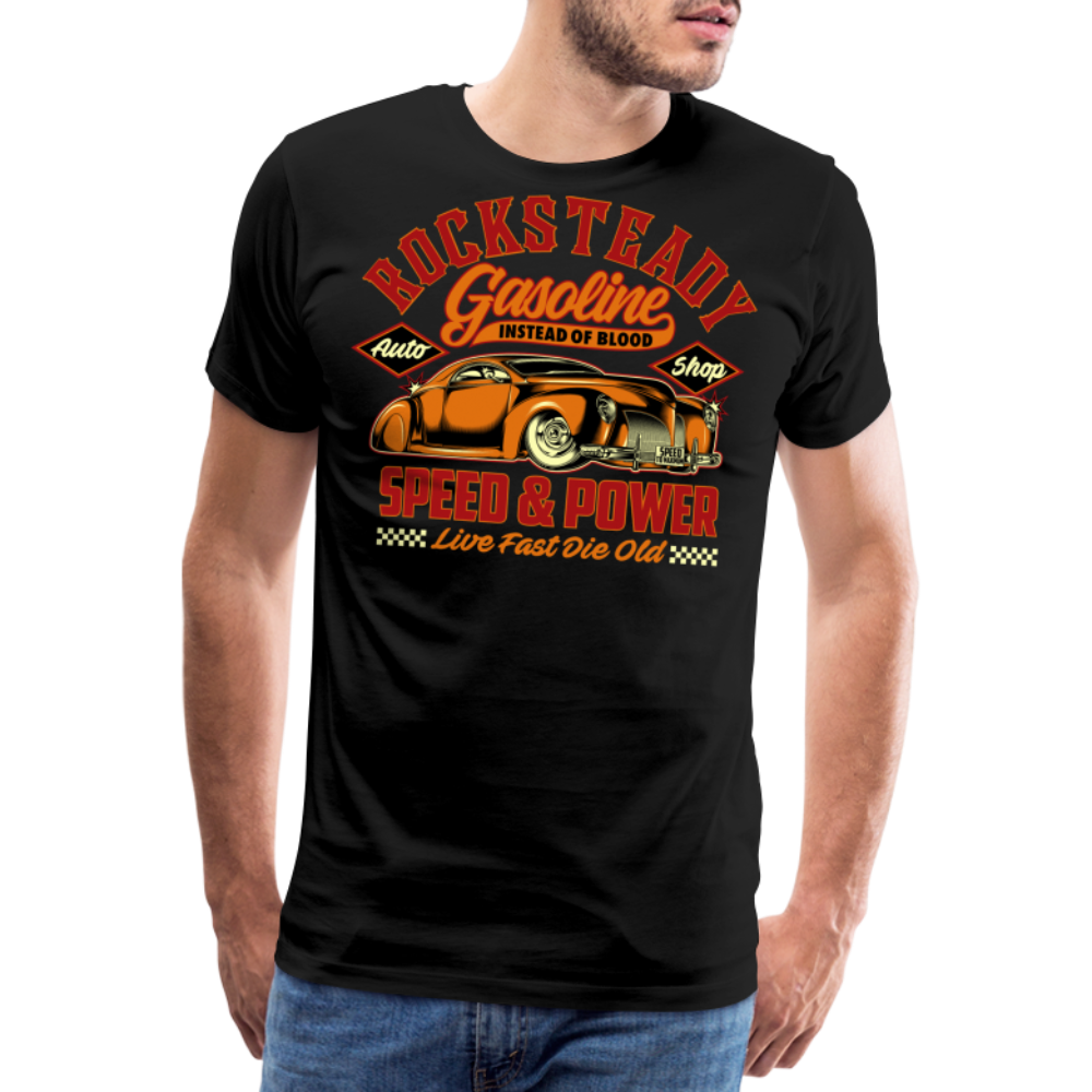 ROCKSTEADY Vintage Retro Premium T-Shirt Herren - Schwarz