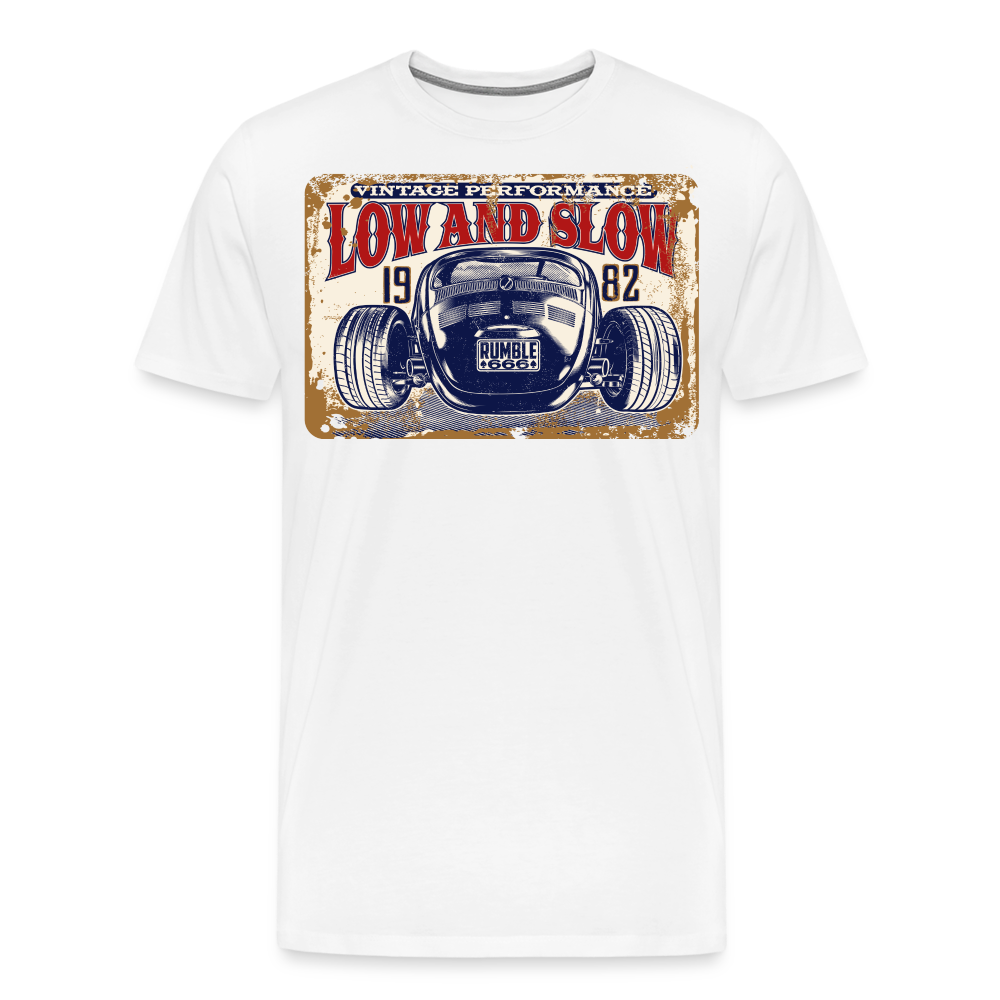 LOW AND SLOW Vintage Retro Premium T-Shirt Herren - Weiß