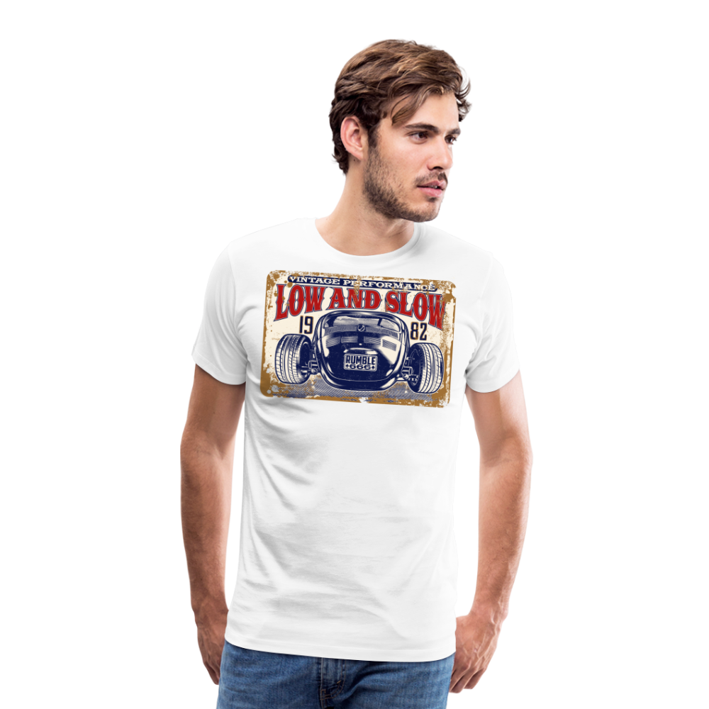 LOW AND SLOW Vintage Retro Premium T-Shirt Herren - Weiß
