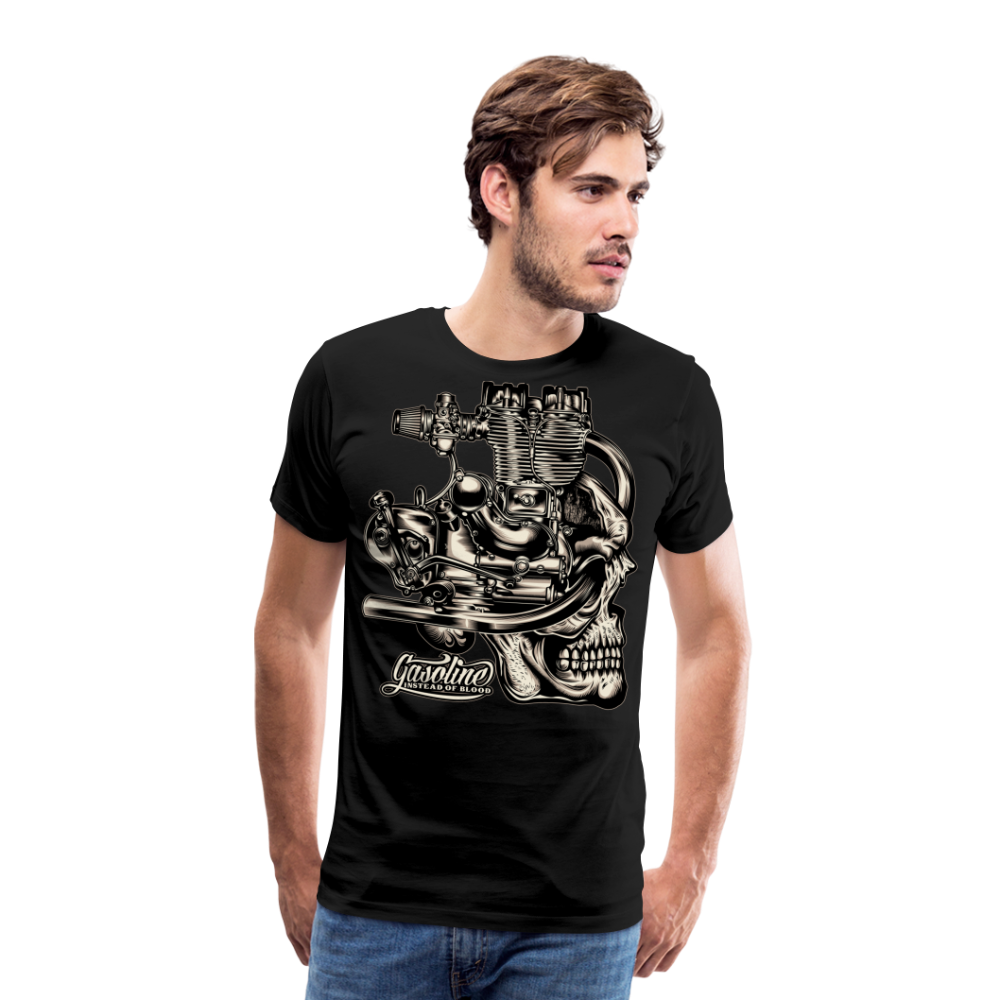 Gasoline Instead Of Blood Skull Vintage Retro Premium T-Shirt Herren - Schwarz