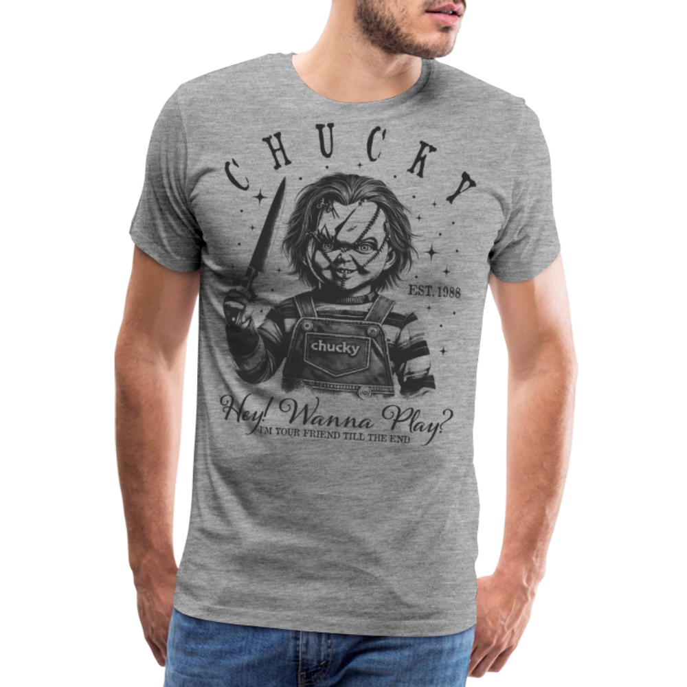 Chucky Halloween Horror Premium T-Shirt Herren - Grau meliert