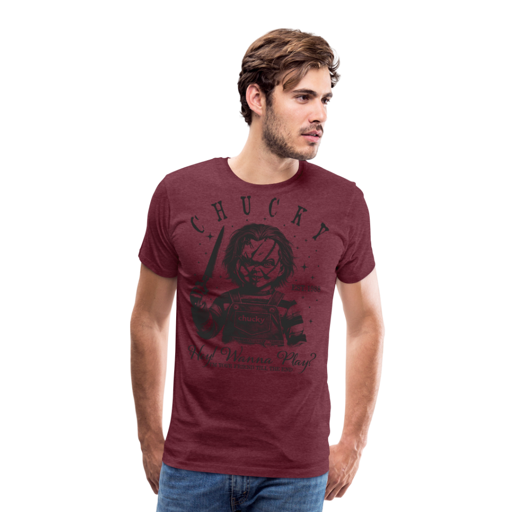 Chucky Halloween Horror Premium T-Shirt Herren - Bordeauxrot meliert