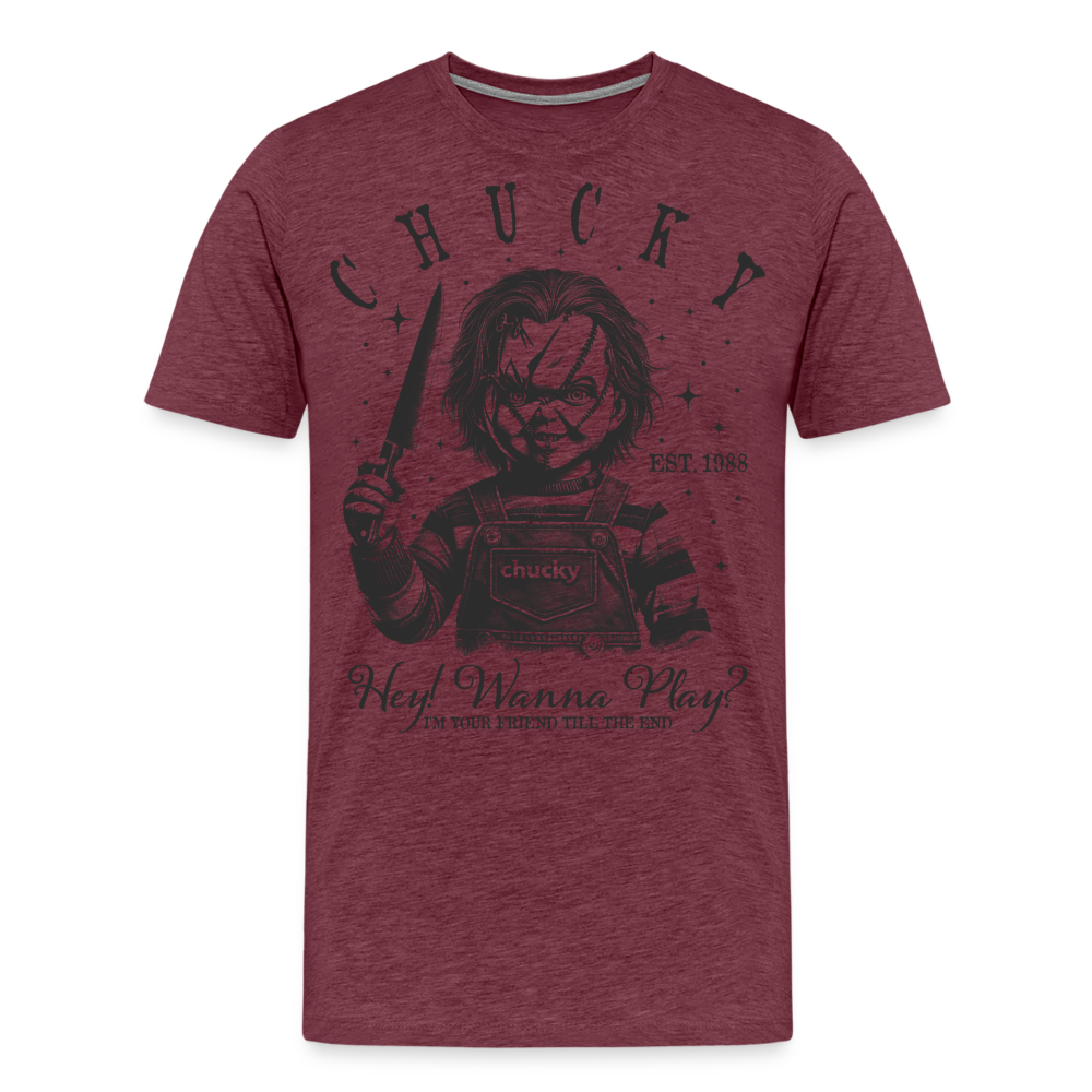 Chucky Halloween Horror Premium T-Shirt Herren - Bordeauxrot meliert